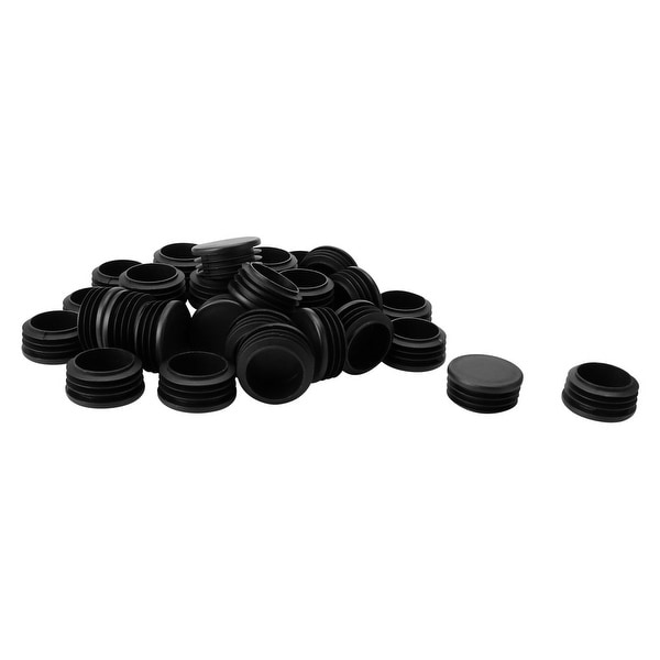 35pcs 42mm OD Plastic Round Tube Insert Ribbed Pipe Cover Black Floor Furniture Feet Protector, Fit for 1.53"-1.61" Inner Dia