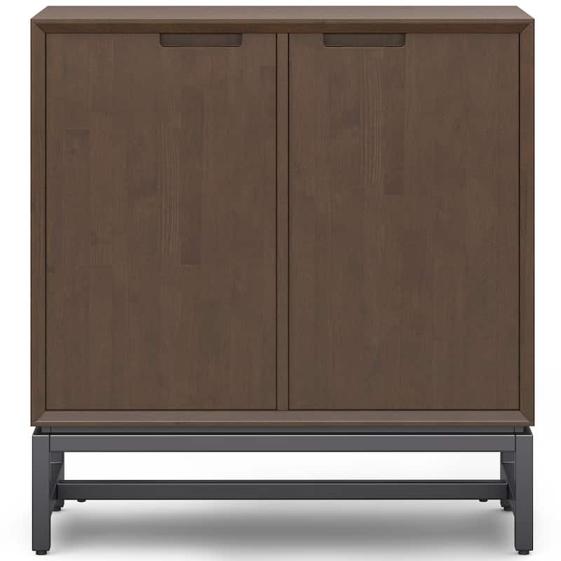 Simpli Home Banting Solid Wood 39 inch Storage Cabinet in Walnut Brown (Set of 2) - 39"W x 16"D x 42"H