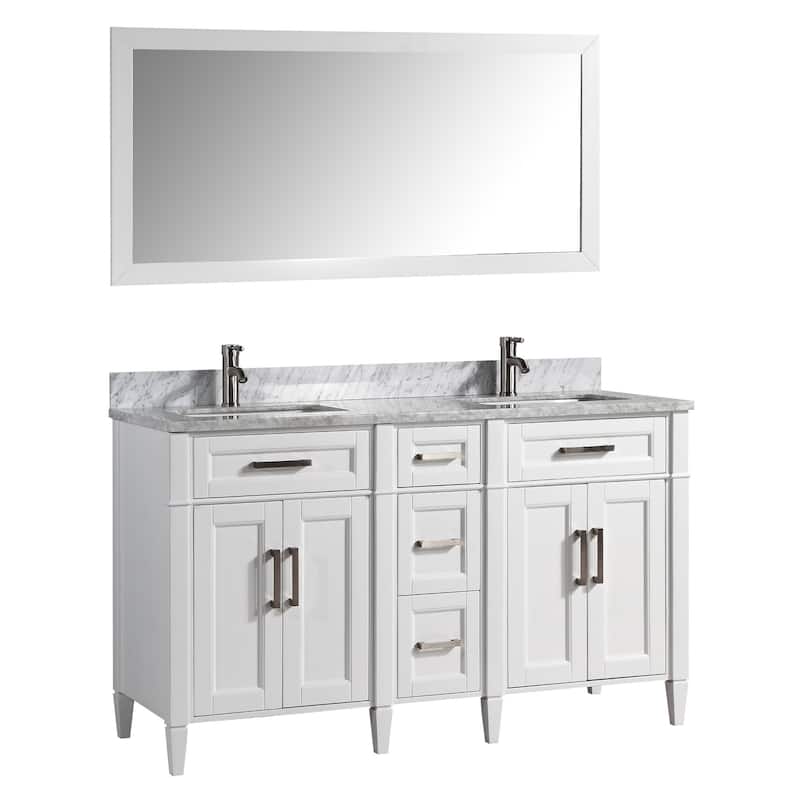 Vanity Art 60 in. Modern Double Sink Bathroom Vanity with Top and Mirror