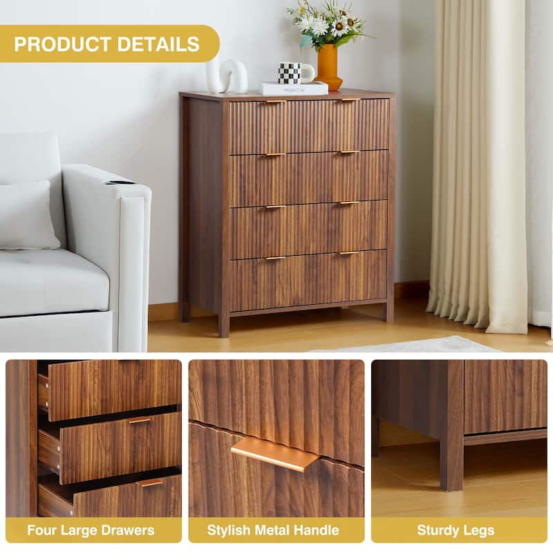 Wooden 4-Drawer Storage Cabinet Dresser