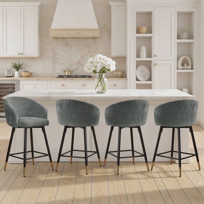 26" Counter Height Swivel Barstool with Arms and Metal Legs - 37"H x 22"W x 22"D