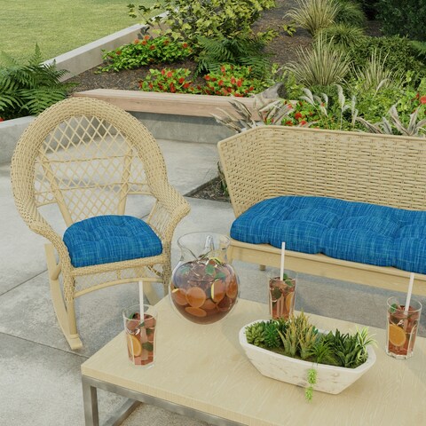 19" x 19" Blue Solid Outdoor Wicker Seat Cushions (Set of 2) - 19'' L x 19'' W x 4'' H