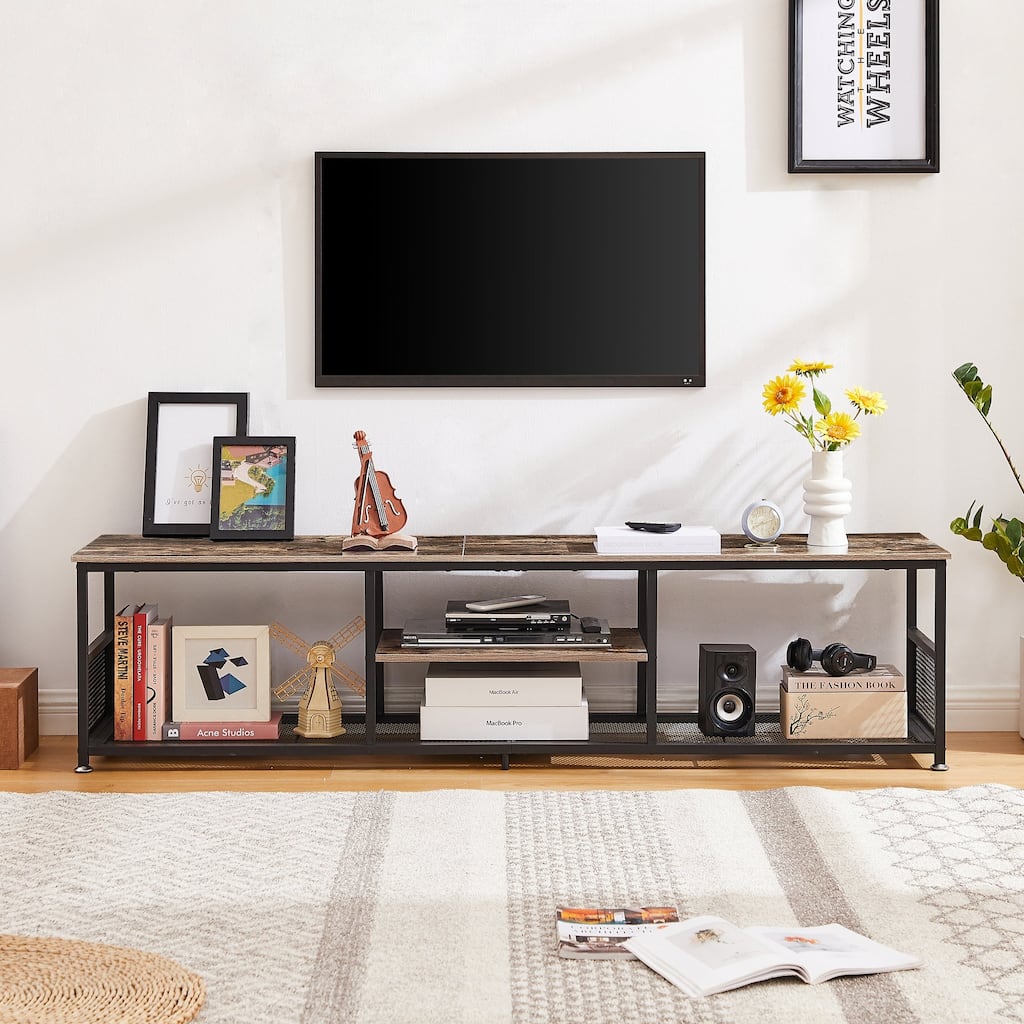 Javlergo TV Stand Industrial Entertainment Center Media Console Table with Storage and Mesh Shelf for Living Room/Bedroom, Brown