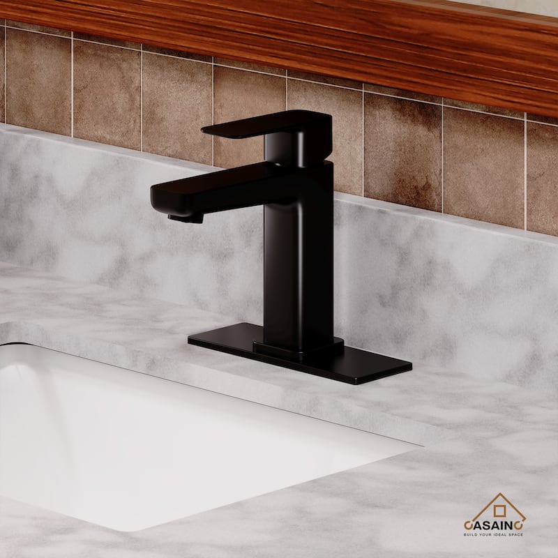 Single Handle Single Hole Vanity Sink Bathroom Faucet - Black