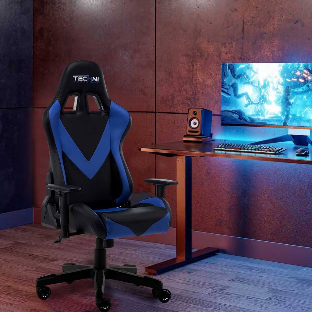 Topcraft Office-PC Gaming Chair with Tilt Tension Control, Blue