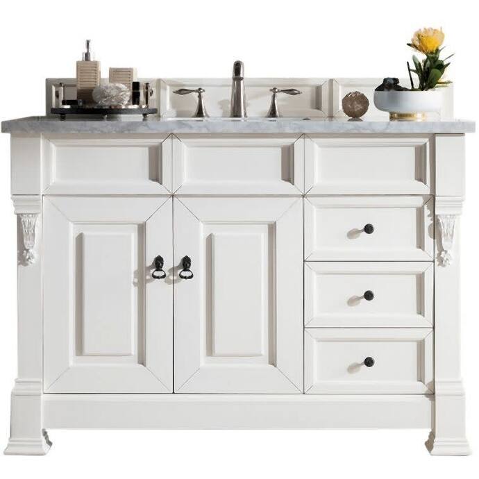 James Martin Vanities Brookfield 48" Free Standing Single Wood Vanity - Bright White - Painted