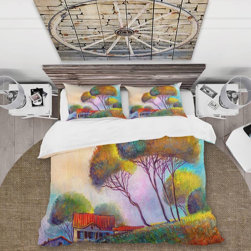 Designart 'Beautiful Country House On A Hot Summer Day' Modern Duvet Cover Set