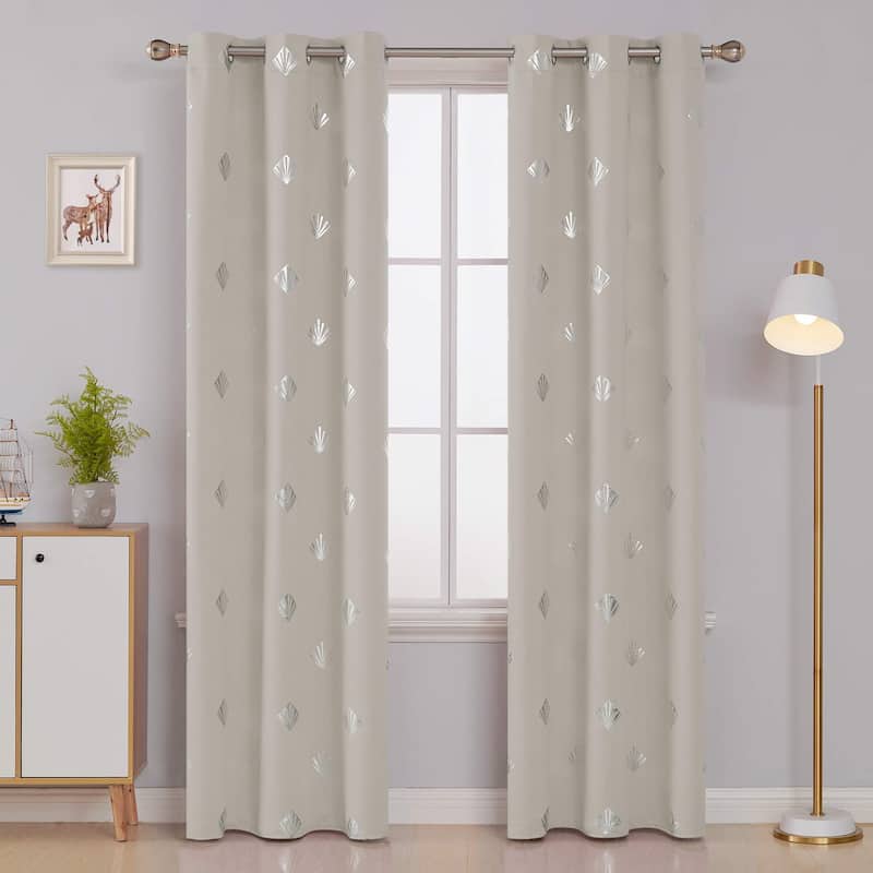 Shell Pattern Room Darkening Curtain Panel (2 Panels)
