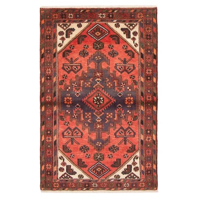ECARPETGALLERY Hand-knotted Andelz Red Wool Rug - 3'4 x 4'11