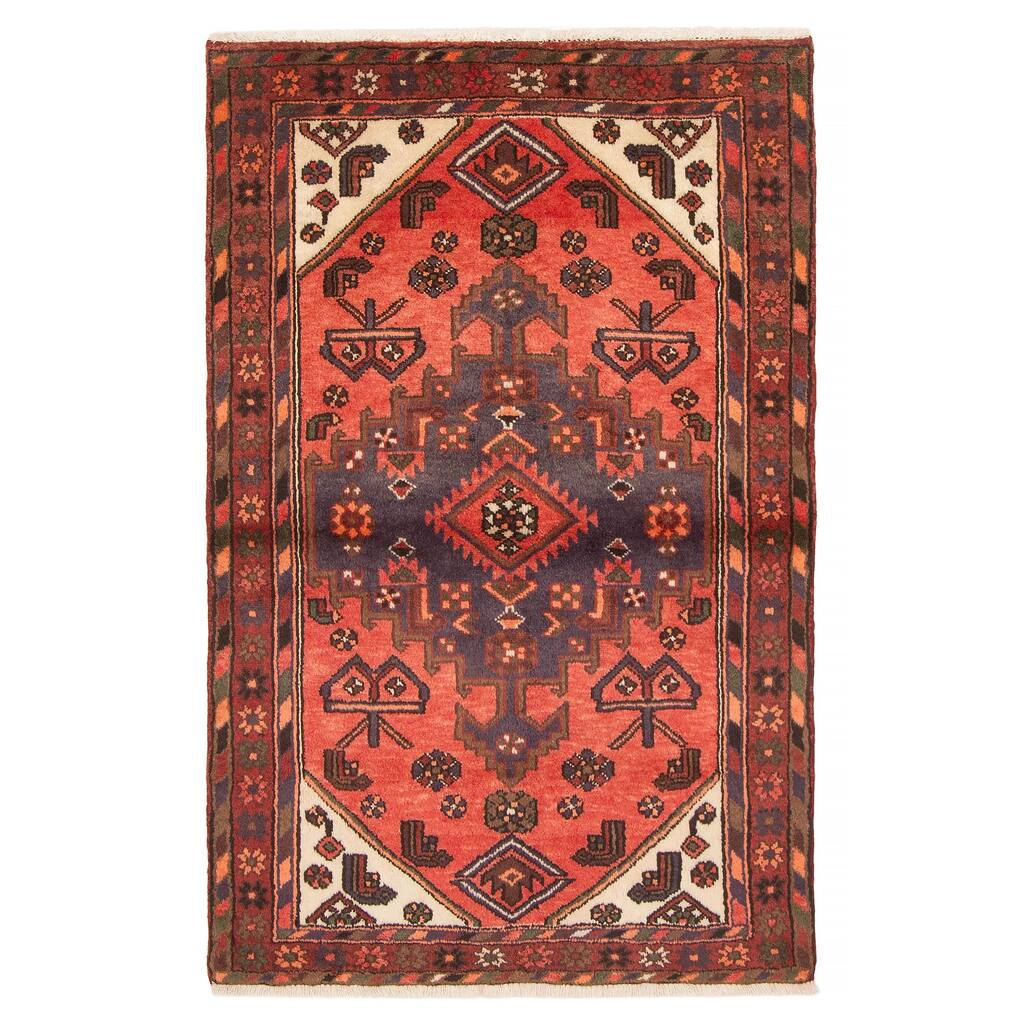 ECARPETGALLERY Hand-knotted Andelz Red Wool Rug - 3'4 x 4'11