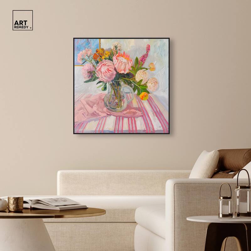 Pink Protea Pitcher Canvas by Art Remedy