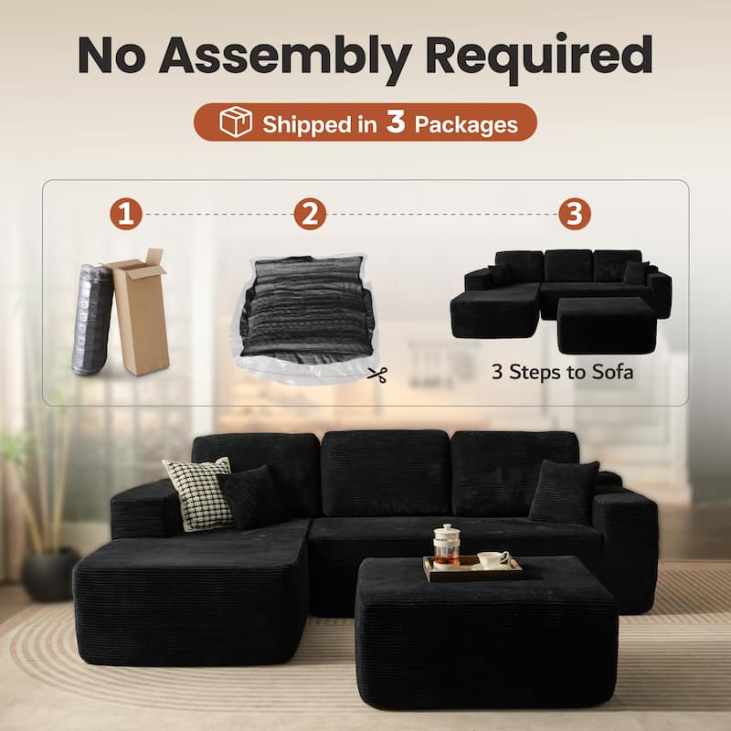 ​​OVIOS Lazy Chaise Lounge Sofa with Ottoman​