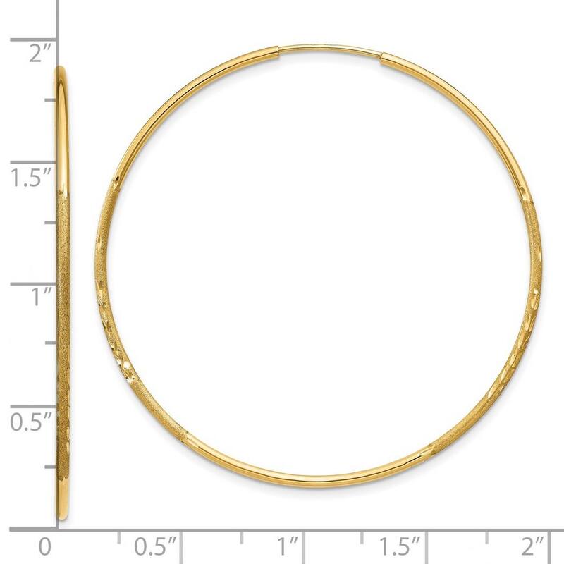 Curata 14k Yellow Gold Sparkle Cut Endless Hoop Earrings - 46x46mm
