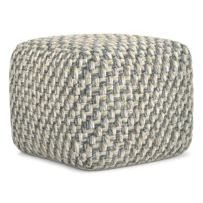 WYNDENHALL Ember 18 inch Wide Boho Pouf in Multicolor PET Polyester & Assembled