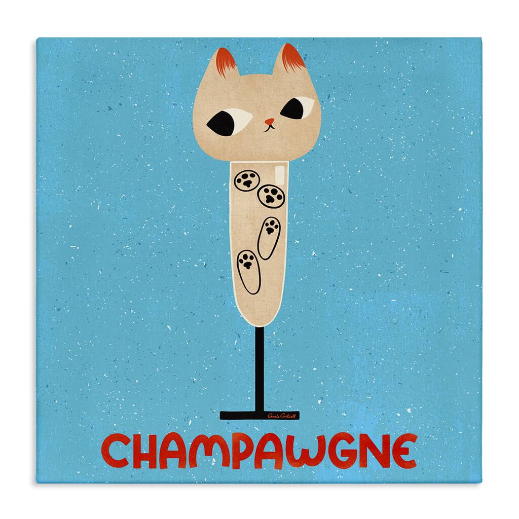 Stupell Champawgne Feline Wine Canvas Wall Art Design By Carrie Cantwell