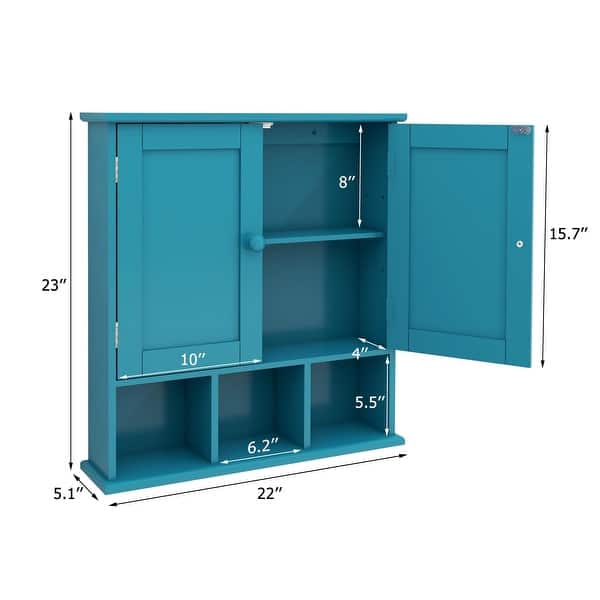 Turquoise Bathroom Wall with 2 Door Adjustable