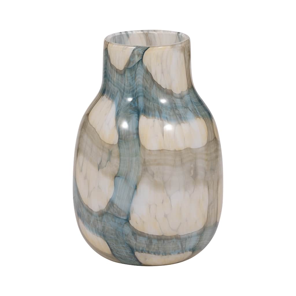 Sagebrook Home Handcrafted Modern Glass Vase - Blue & Tan