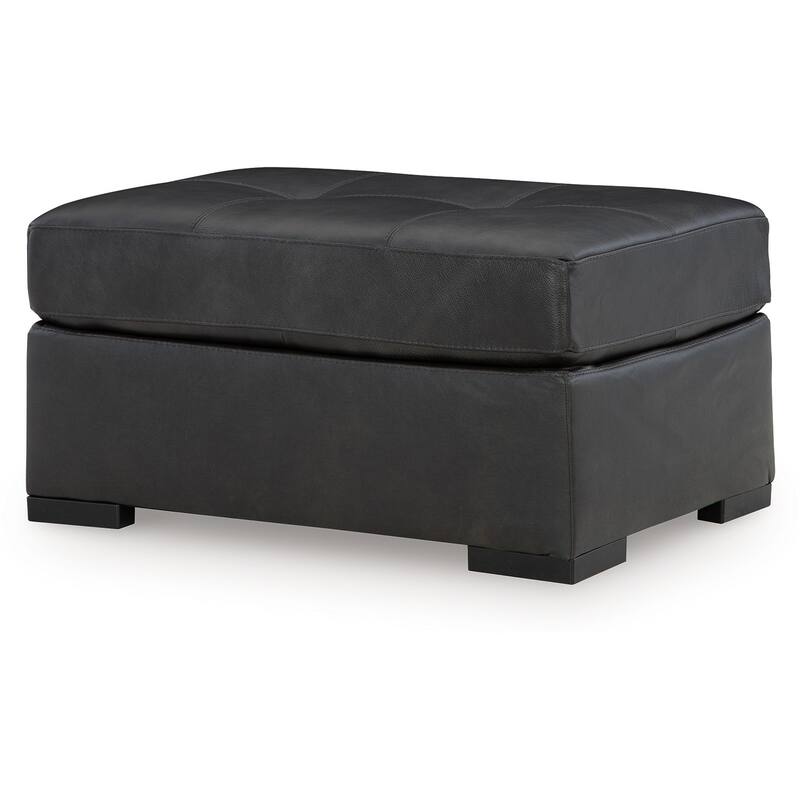 Keaton Oversized Accent Ottoman, Black Faux Leather, 40 Inch