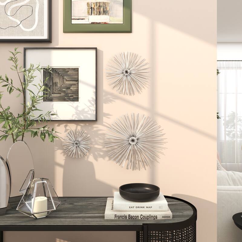 CosmoLiving by Cosmopolitan Metal 3D Starburst Wall Decor (Set of 3) - Silver, Gold, Black, Copper