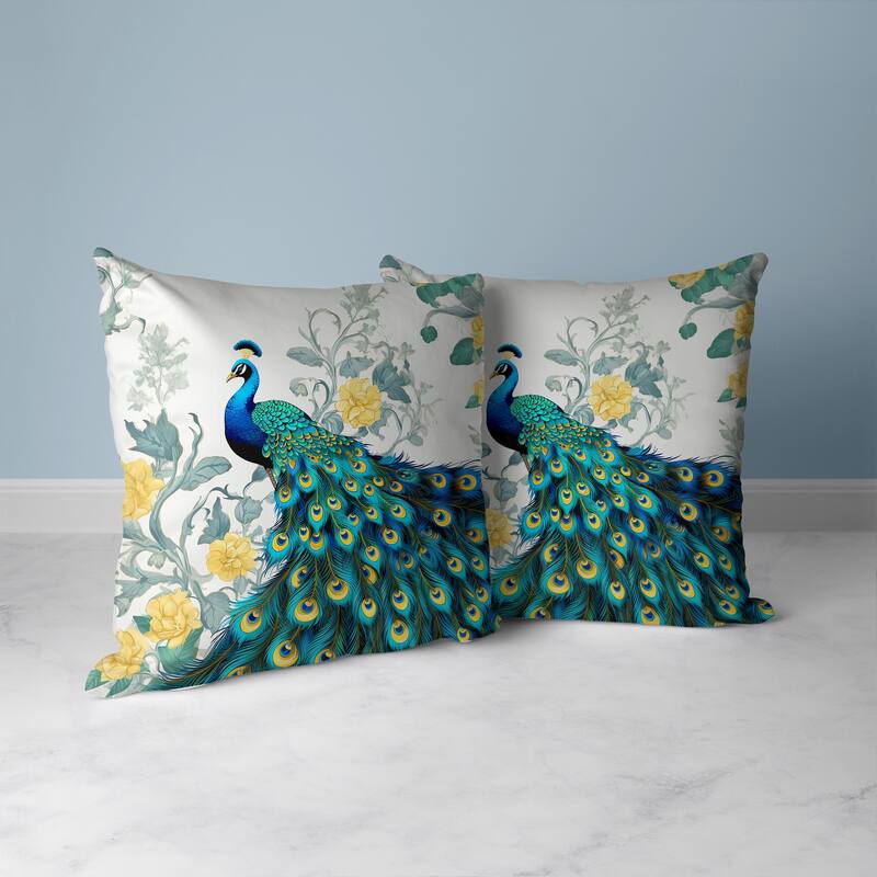 Peacock Secrets Faux Suede Reversible Throw Pillow Teal and Gold
