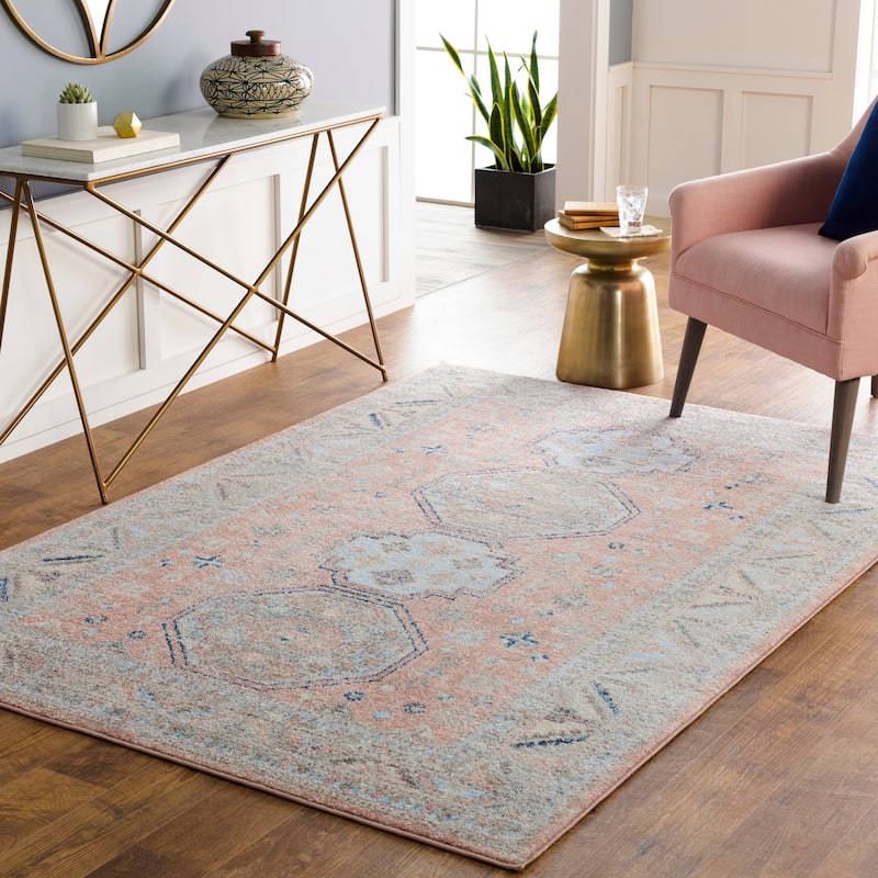 Livabliss Lane Persian Medallion Area Rug - Peach - 7'10" x 10'