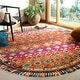preview thumbnail 3 of 13, SAFAVIEH Handmade Aspen Dona Boho Tribal Wool Rug 7' x 7' Round - Orange/Fuchsia