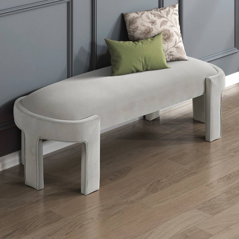 Revere 54" Velvet Upholstered Bench - High-Density Foam Cushioned Seat