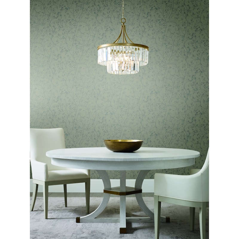 Grant Gray/Silver Short Fiber Non-Woven Unpasted Botanical Luminous Branches Wallpaper Covers about 60.75 sq. ft.