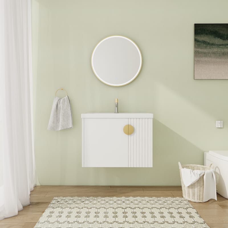 28" Floating Bathroom Vanity with Sink,Wall Mounted Bathroom Vanity with Soft Close Door