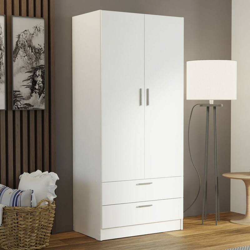 Madesa 2 Door 2 Drawer Wardrobe with Hanging Space 31"L