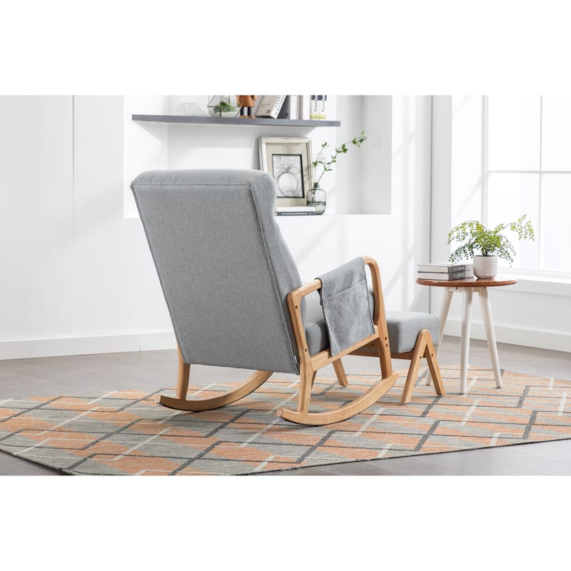Light Grey 25.59" Tufted Rocking Chair with Ottoman