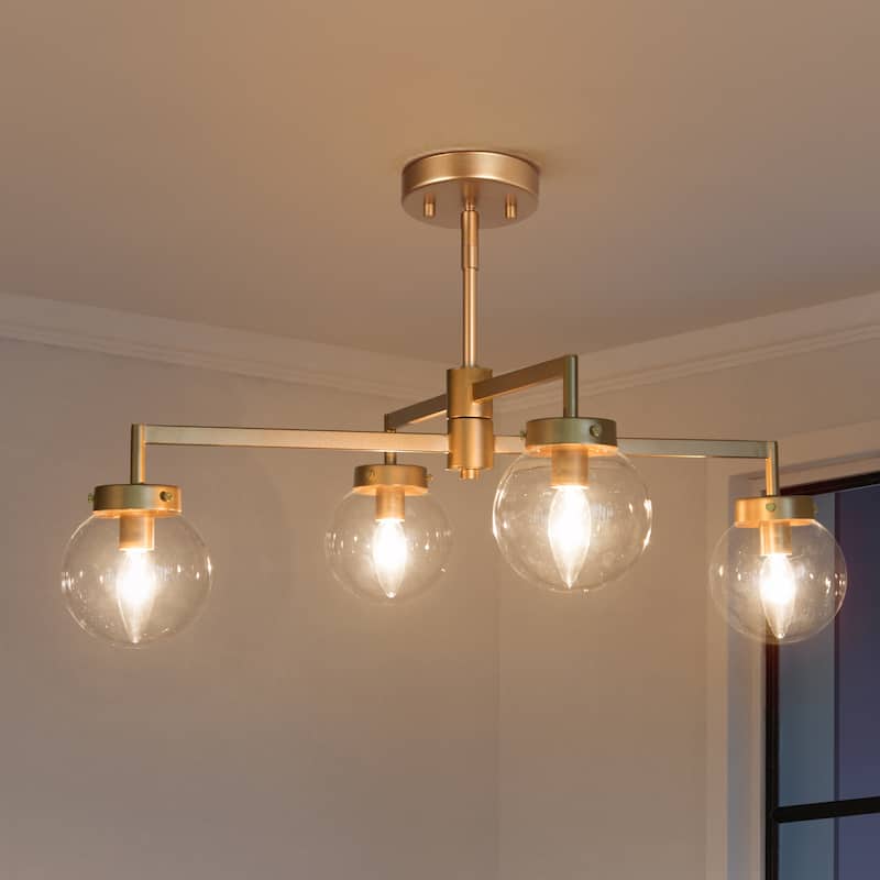 Mid-Century Modern Sputnik Semi Flush Mount Ceiling Light Globe Adjustable Chandelier