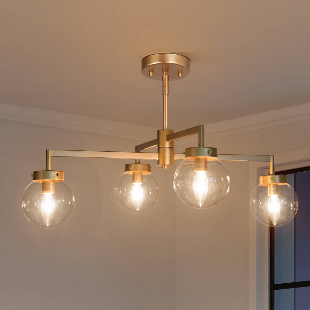 Mid-Century Modern Sputnik Semi Flush Mount Ceiling Light Globe Adjustable Chandelier
