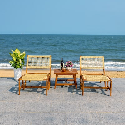 SAFAVIEH Lissy Acacia/ Rope Outdoor Chair & Table Set - 24W x 28D x 31H