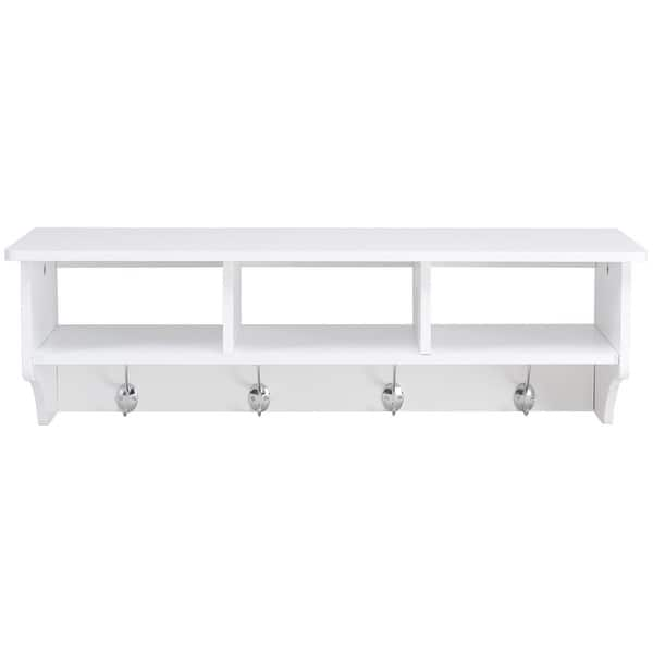 36 white wall shelf with hooks