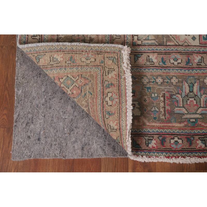 Hand Knotted Oriental 100% Wool Carpet Traditional Medallion Pink Tabriz Area Rug - 9' 9'' X 6' 8''