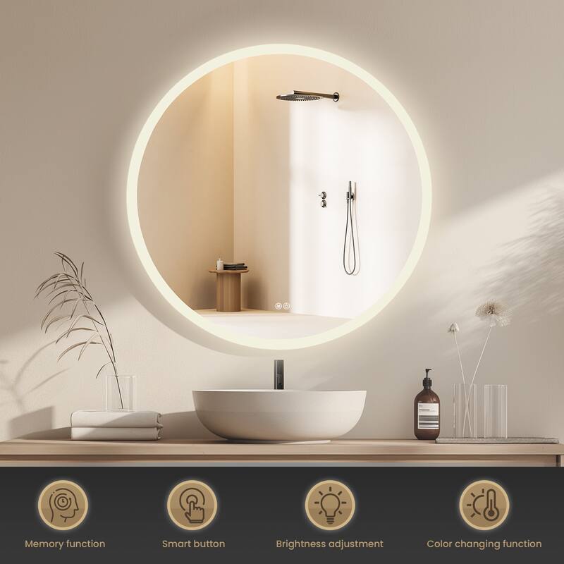 Moscow Round Frameless LED Wall Bath Vanity Mirror