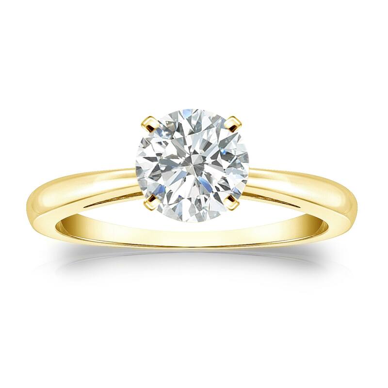 Auriya 14k Gold 1ctw Round Solitaire Diamond Engagement Ring - Yellow - 4