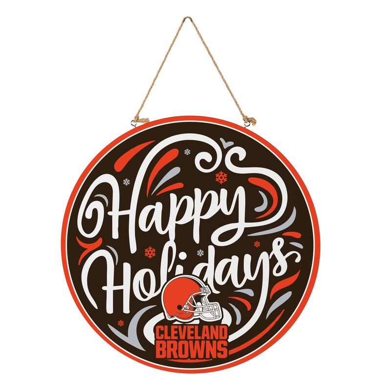 Cleveland Browns 18" x 18" Happy Holidays Door Décor Wall Sign - 18" x 18"