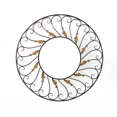 HomeRoots 38" Bronze Circle Accent Mirror Wall Mounted With Metal Frame - 20