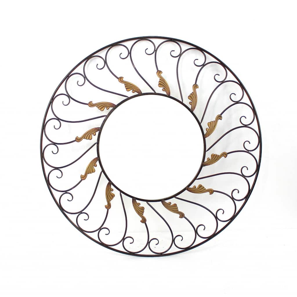 HomeRoots 38" Bronze Circle Accent Mirror Wall Mounted With Metal Frame - 20