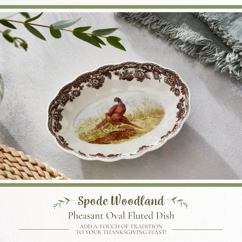 Spode Woodland Oval Fluted Dish