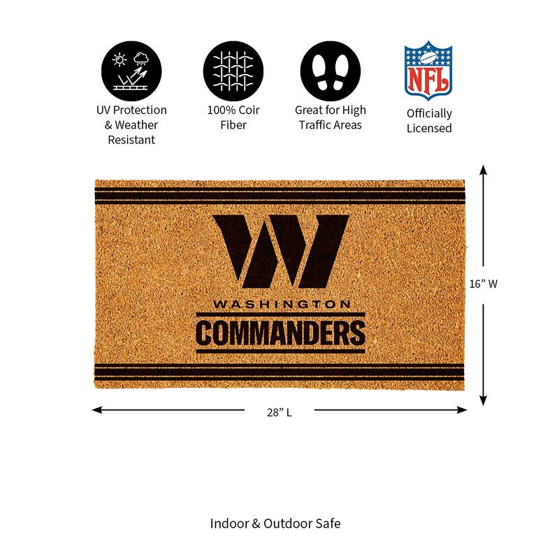 Washington Commanders Monochrome Indoor/Outdoor Coir Door Mat