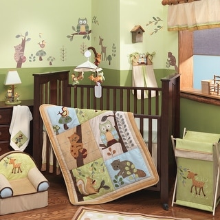 Lambs & Ivy Enchanted Forest 5-Piece Green/Brown Animals Crib Bedding Set