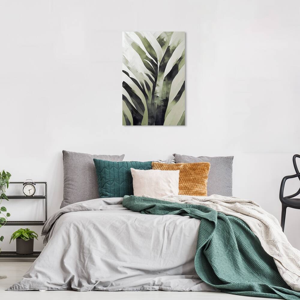 Wynwood Studio Canvas Floral and Botanical Jungle Fern Fade II Green and Army Green Modern & Contemporary Wall Art Canvas Print
