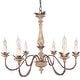 preview thumbnail 9 of 9, Farmhouse Candle Shaped Chandelier, 6-Light Distressed White Wood Chandelier with Adjustable Hanging Chain