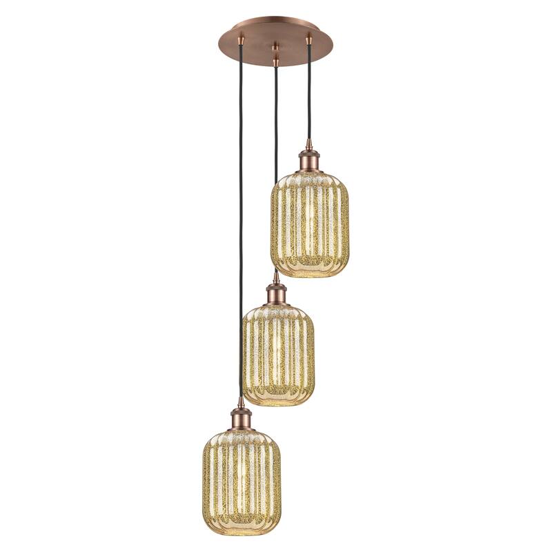 Innovations Lighting Endless Possibilities Ballston - Preston - 3 Light 13" Jar Shade Cord Hung Multi Pendant - Mercury/Antique Copper
