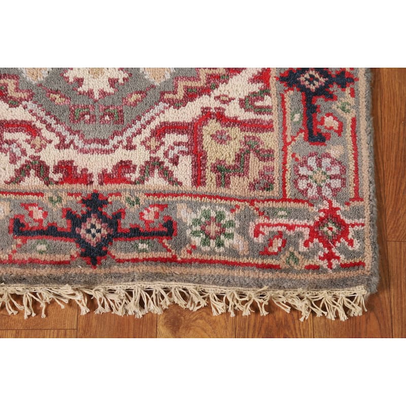 Hand Knotted Oriental 100% Wool Carpet Traditional Medallion Greys & Charcoal Heriz (serapi) Area Rug - 3' 0'' X 2' 0''