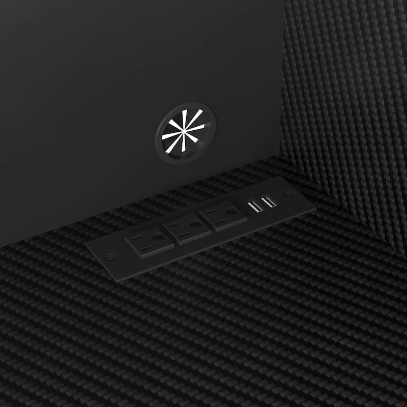 Computer Desk with Hutch & Bookshelf, Wood Executive Desk with Drawers, 3 AC Outlets and 2 USB Charging Ports