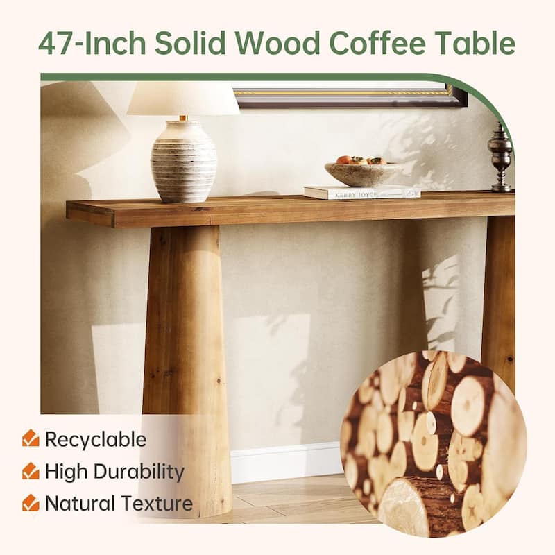 63" Solid Wood Console Table Rectangular Long Sofa Table for Entryway, Hallway, Living Room & Entrance